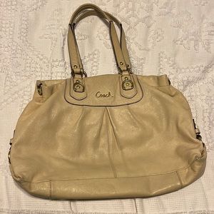 Cream color coach purse